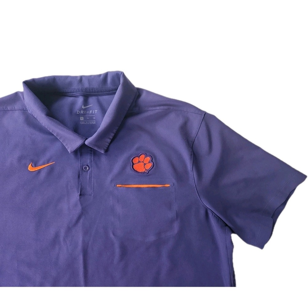 Clemson Tigers Mens XL Coaches Nike Dri-Fit Polo Purple Embroidery SC Football